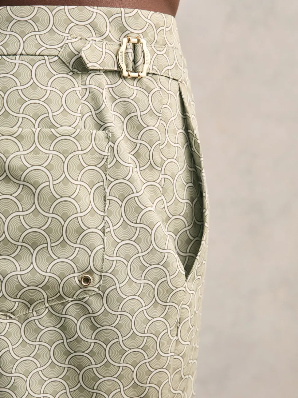 Reiss Pistachio Green Caprio Geometric Print Swim Shorts