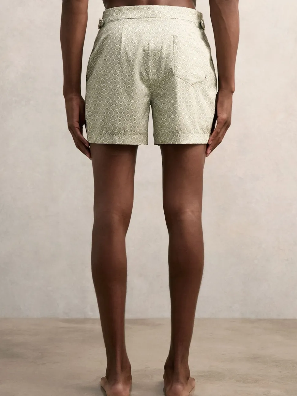 Reiss Pistachio Green Caprio Geometric Print Swim Shorts