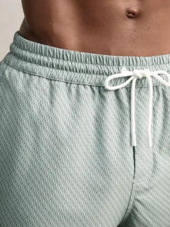 Reiss Pistachio Green Tito Drawstring Geometric Print Swim Shorts