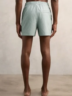 Reiss Pistachio Green Tito Drawstring Geometric Print Swim Shorts