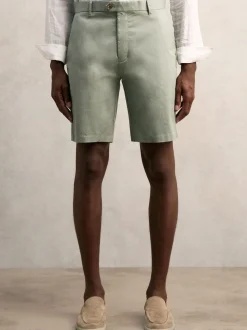 Reiss Pistachio Wicket Cotton Chino Shorts with Stretch