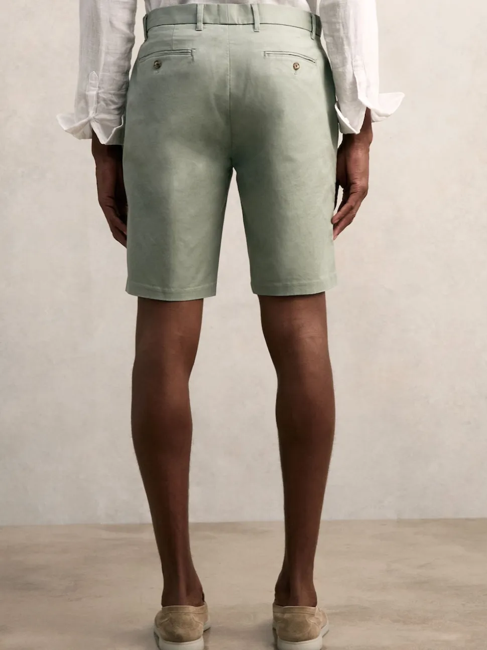 Reiss Pistachio Wicket Cotton Chino Shorts with Stretch