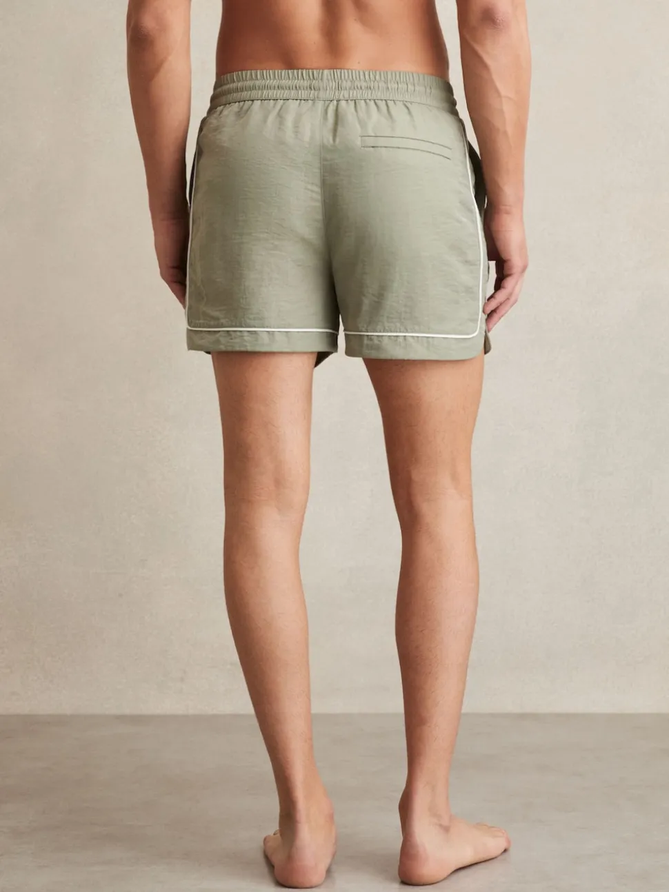 Reiss Pistachio/Off White Azure Piped Drawstring Swim Shorts