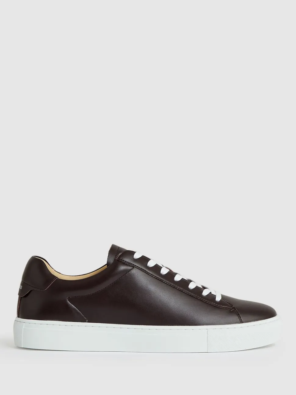 Reiss Plum Purple Finley Leather Low-Top Trainers