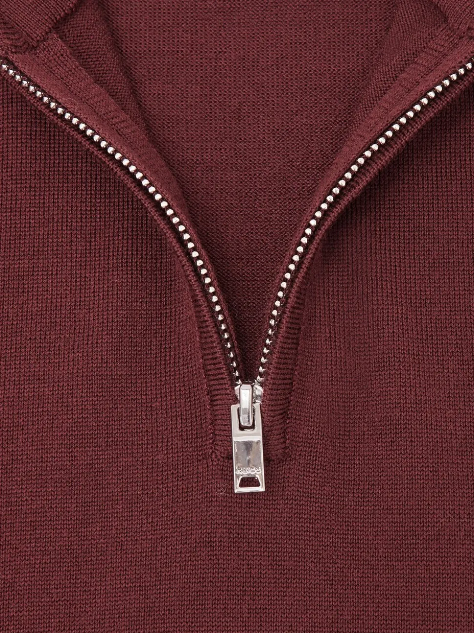 Reiss Port Red Blackhall Merino Wool Half-Zip Funnel Neck Jumper