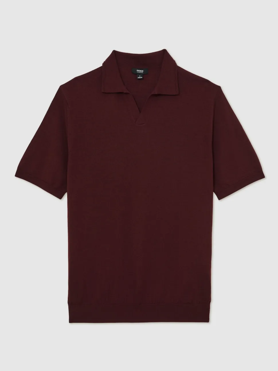 Reiss Port Red Duchie Merino Wool Open-Collar Polo Shirt