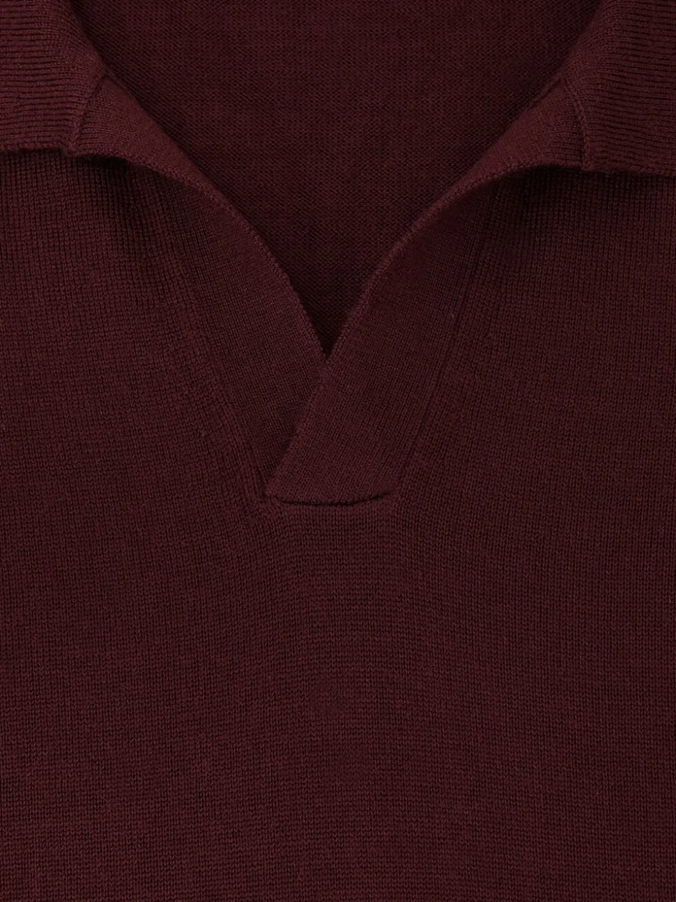 Reiss Port Red Duchie Merino Wool Open-Collar Polo Shirt