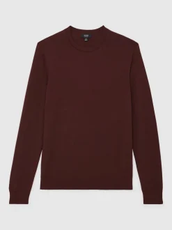 Reiss Port Red Wessex Merino Wool Crew Neck Jumper