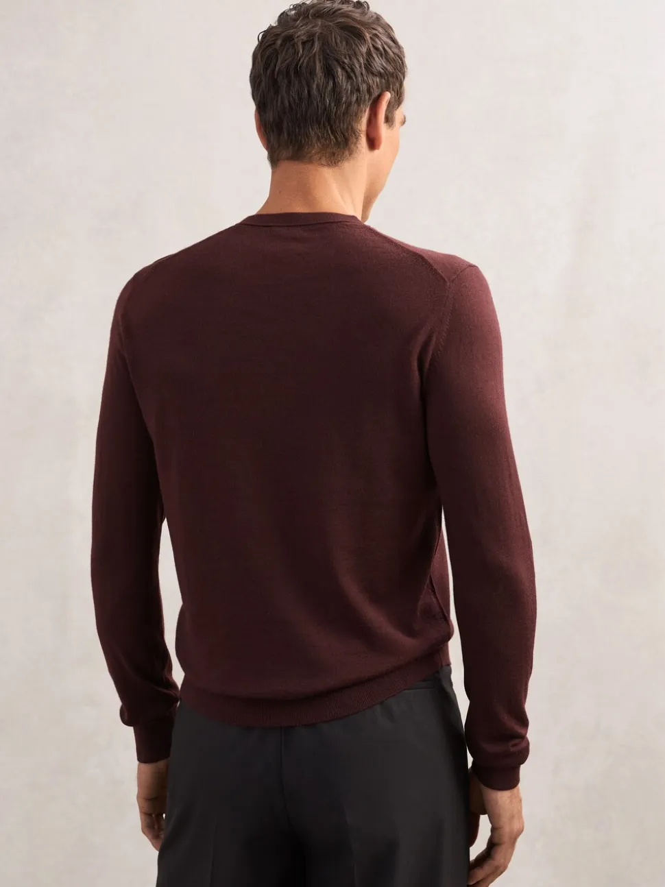 Reiss Port Red Wessex Merino Wool Crew Neck Jumper