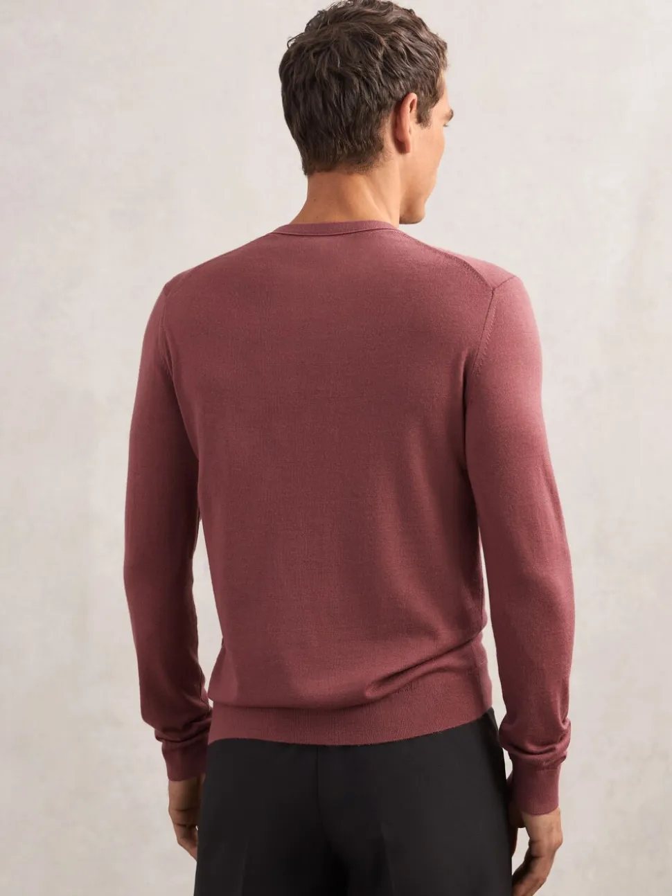 Reiss Raspberry Pink Wessex Merino Wool Crew Neck Jumper