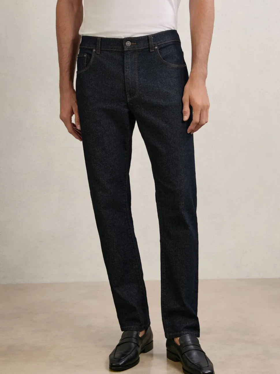Reiss Raw Indigo Bishopsgate Straight-Leg Jeans