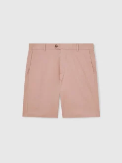 Reiss Rose Pink Wicket Cotton Chino Shorts with Stretch