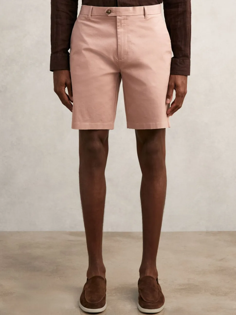 Reiss Rose Pink Wicket Cotton Chino Shorts with Stretch