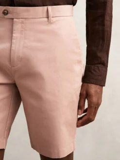 Reiss Rose Pink Wicket Cotton Chino Shorts with Stretch