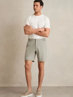 Reiss Sage Green Deck Drawstring Chino Shorts