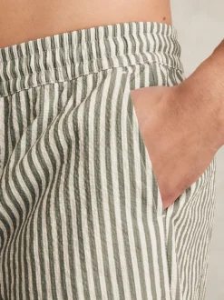Reiss Sage/White Bay Seersucker Stripe Swim Shorts