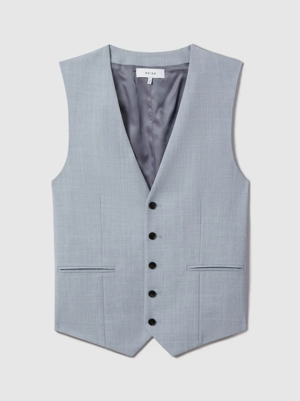 Reiss Soft Blue Dandy Slim Fit Wool Waistcoat