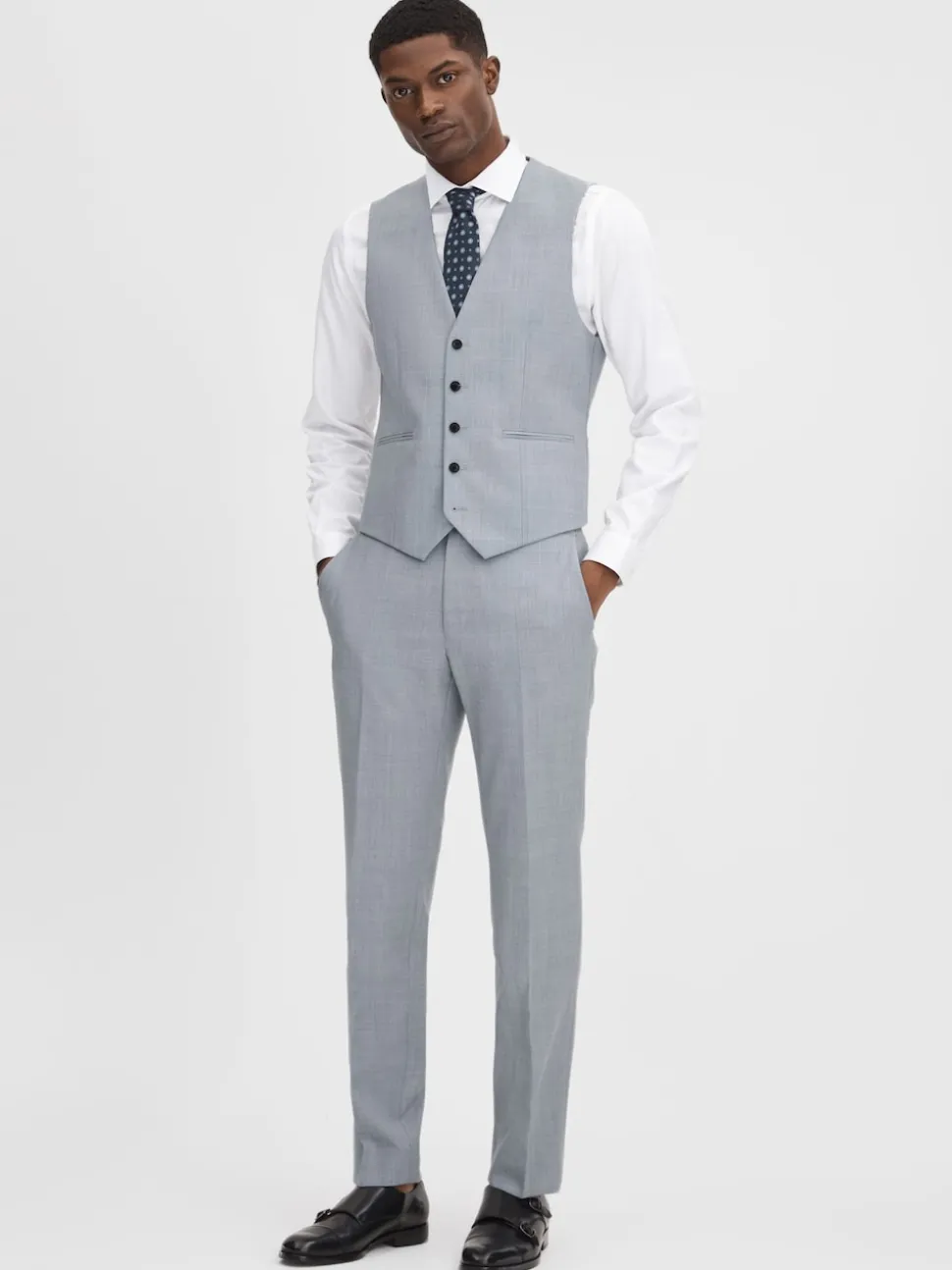 Reiss Soft Blue Dandy Slim Fit Wool Waistcoat