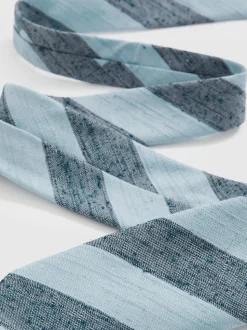 Reiss Soft Blue Ercole Silk-Blend Textured Stripe Tie