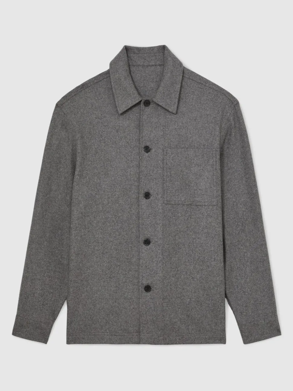 Reiss Soft Grey Cooper Wool-Blend Patch-Pocket Overshirt