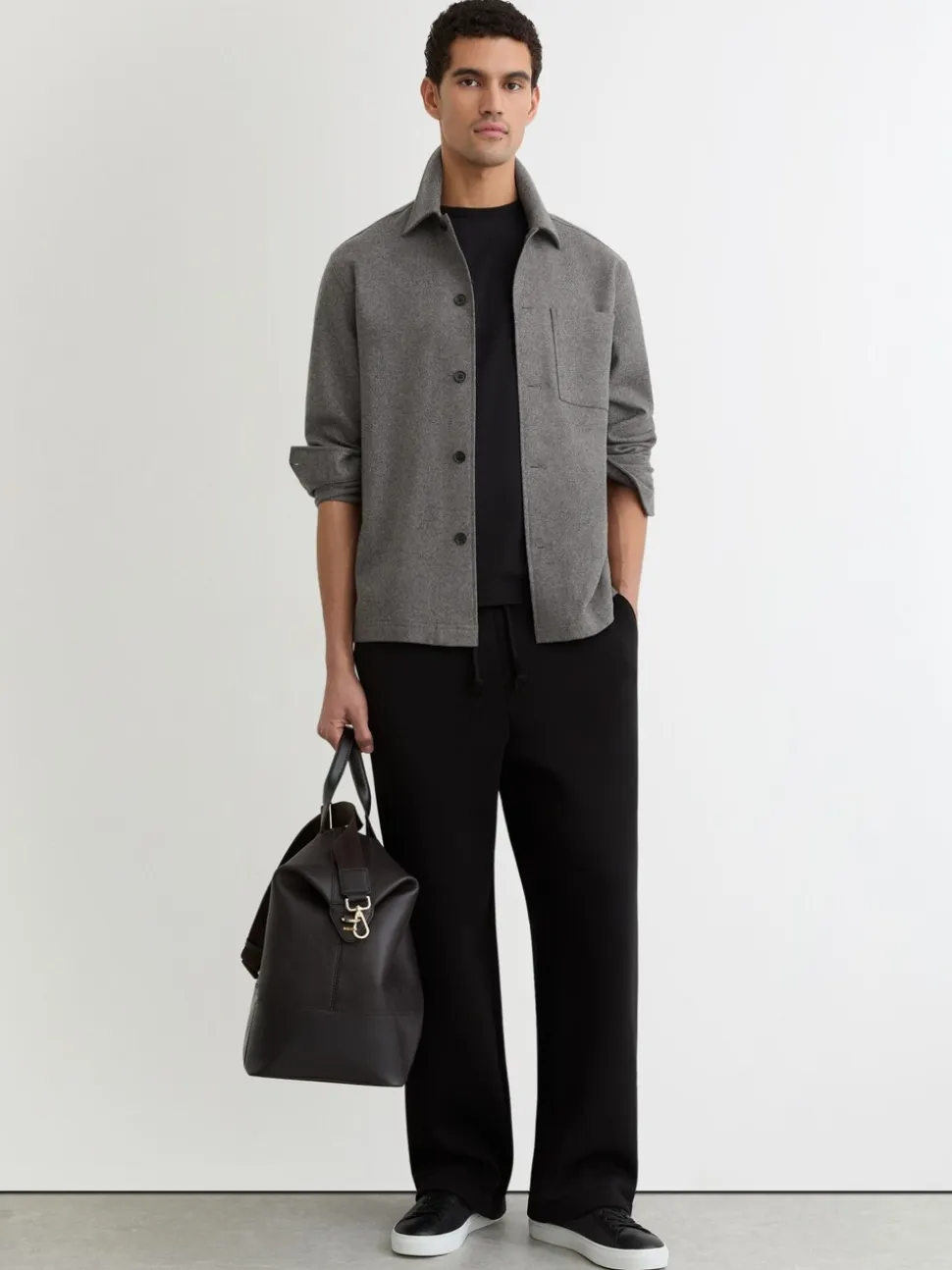 Reiss Soft Grey Cooper Wool-Blend Patch-Pocket Overshirt