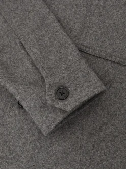 Reiss Soft Grey Cooper Wool-Blend Patch-Pocket Overshirt