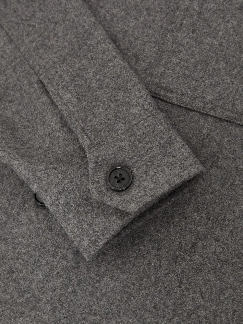 Reiss Soft Grey Cooper Wool-Blend Patch-Pocket Overshirt