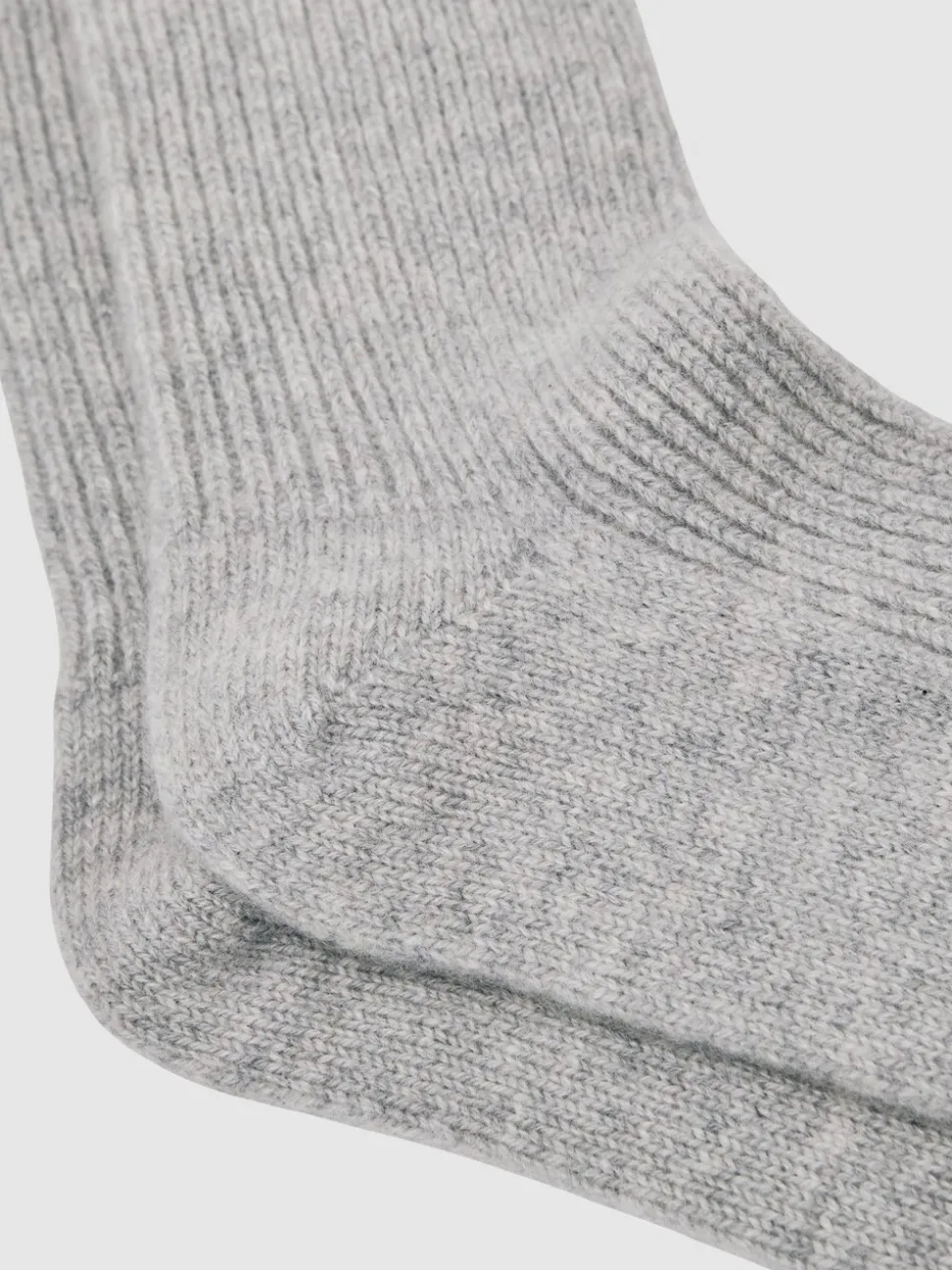 Reiss Soft Grey Duke Atelier 100% Cashmere Rib-Knit Socks