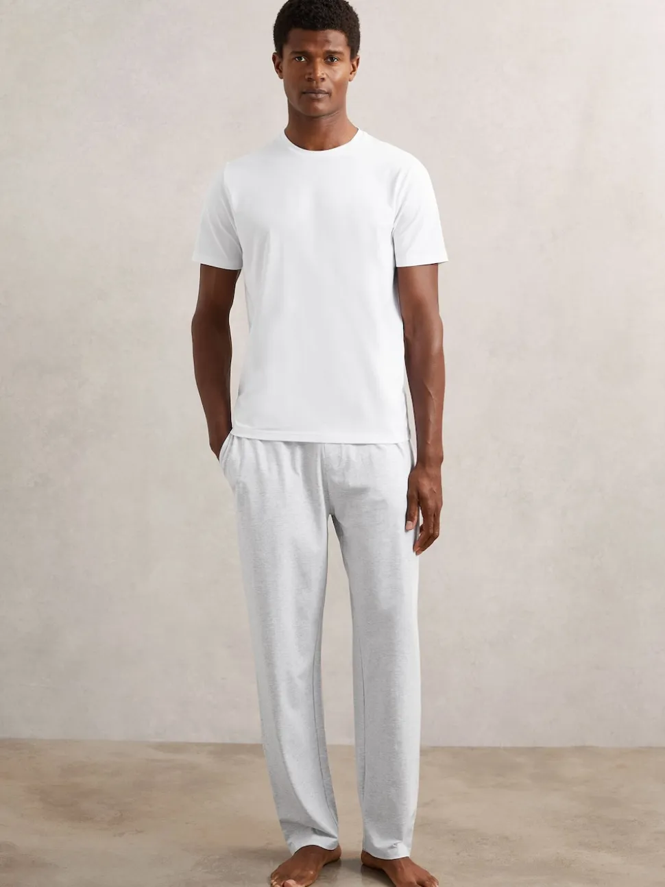 Reiss Soft Grey Hugo Cotton Jersey Logo-Waistband Joggers with Stretch