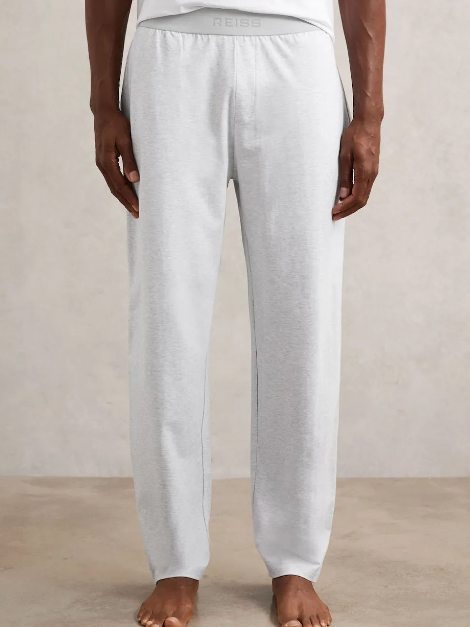 Reiss Soft Grey Hugo Cotton Jersey Logo-Waistband Joggers with Stretch