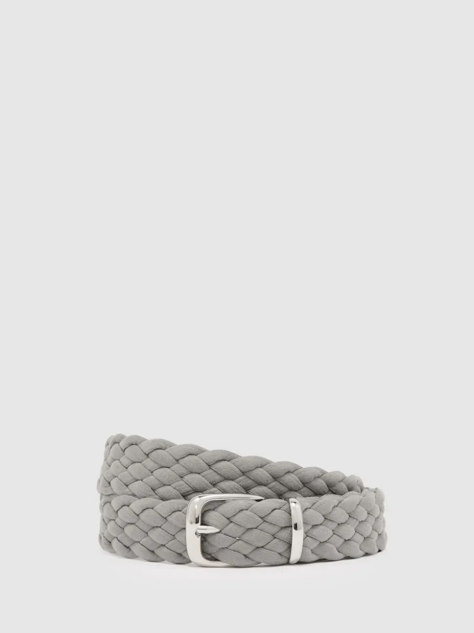 Reiss Soft Grey Jesse Suede Woven Belt