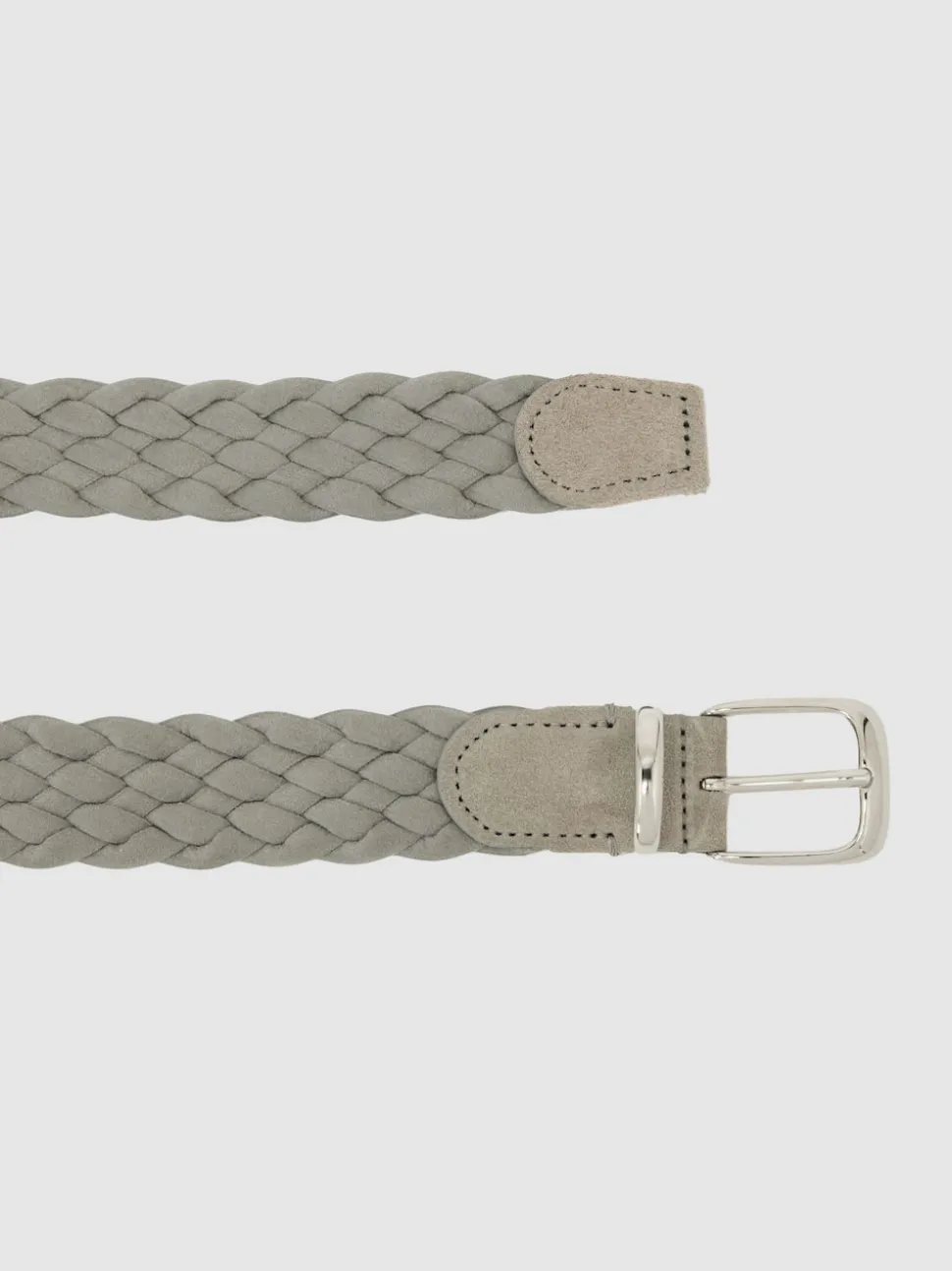 Reiss Soft Grey Jesse Suede Woven Belt