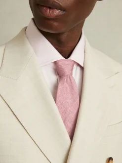 Reiss Soft Pink Melange Azzurro Melange Silk Tie