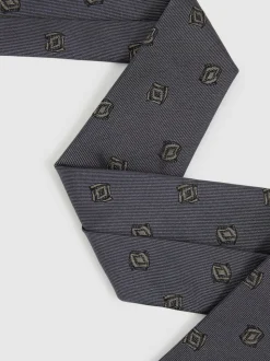 Reiss Steel Blue Parma Silk Blend Jacquard Tie