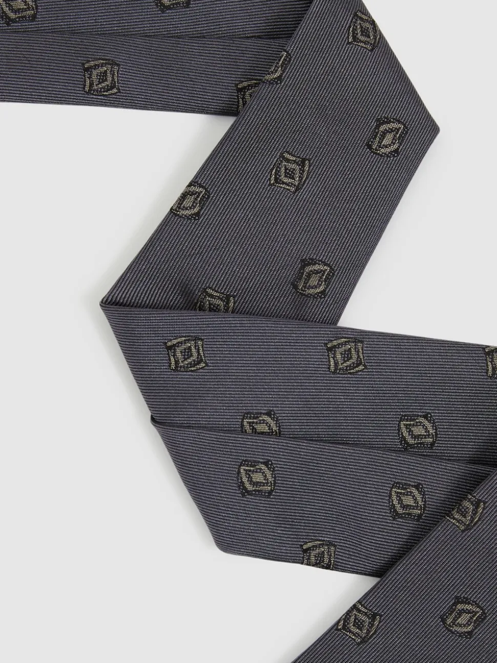 Reiss Steel Blue Parma Silk Blend Jacquard Tie