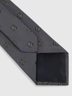 Reiss Steel Blue Parma Silk Blend Jacquard Tie