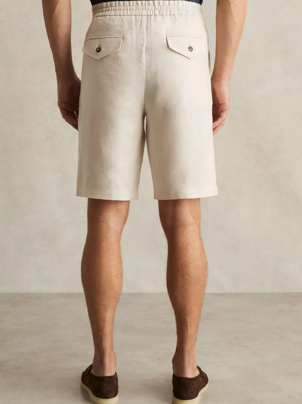 Reiss Stone Barges Linen Drawstring Shorts
