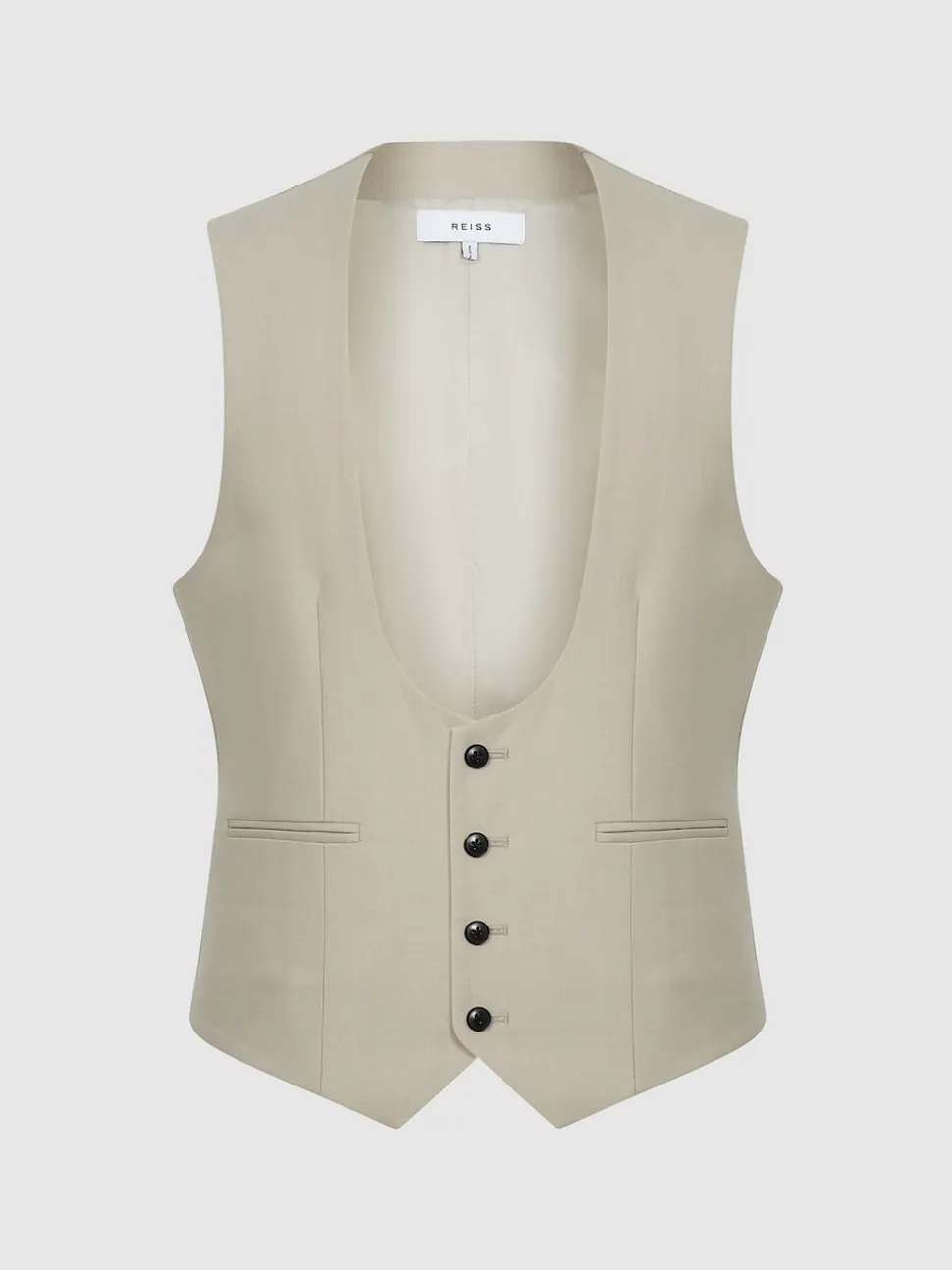 Reiss Stone Fine Horse Shoe Wool Slim Fit Waistcoat