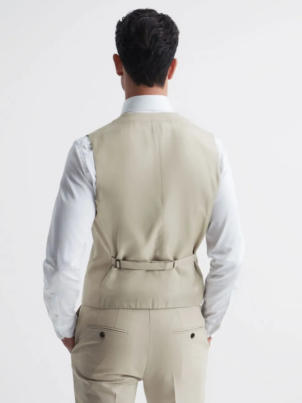 Reiss Stone Fine Horse Shoe Wool Slim Fit Waistcoat