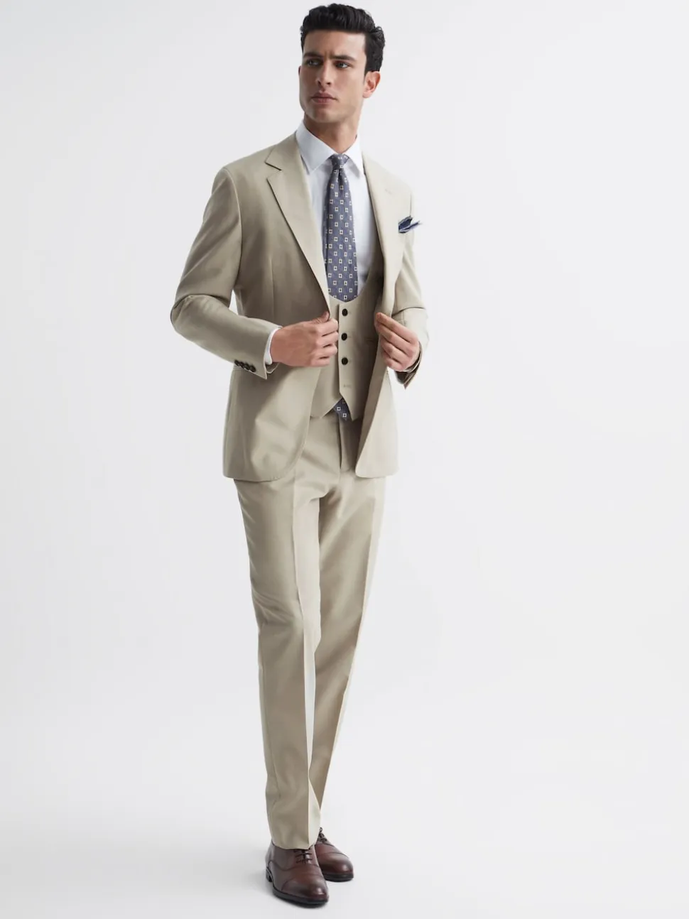 Reiss Stone Fine Horse Shoe Wool Slim Fit Waistcoat