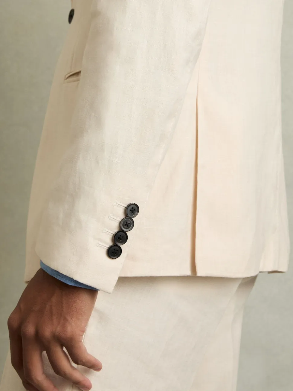 Reiss Stone Kin Single Breasted Linen Blazer Tailored-Fit