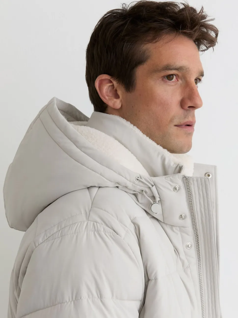 Reiss Stone Klause Fleece-Lined Hooded Puffer Jacket