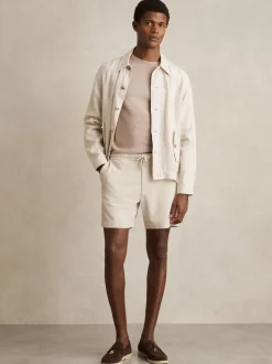 Reiss Stone Newmark Textured Drawstring Shorts