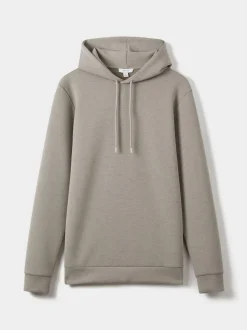 Reiss Taupe Fabien Premium Interlock-Jersey Hoodie