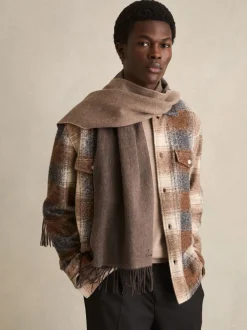 Reiss Taupe Picton Wool and Cashmere Scarf