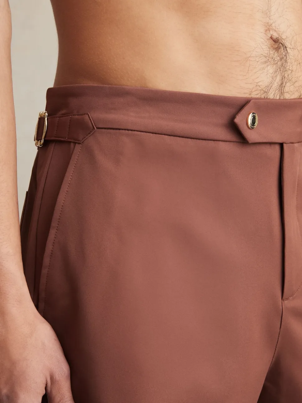 Reiss Terracotta Brown Sun Side-Adjuster Swim Shorts