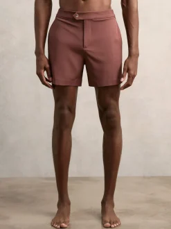Reiss Terracotta Brown Sun Side-Adjuster Swim Shorts