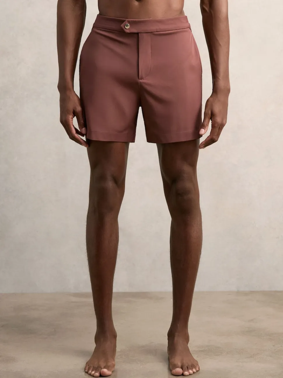 Reiss Terracotta Brown Sun Side-Adjuster Swim Shorts