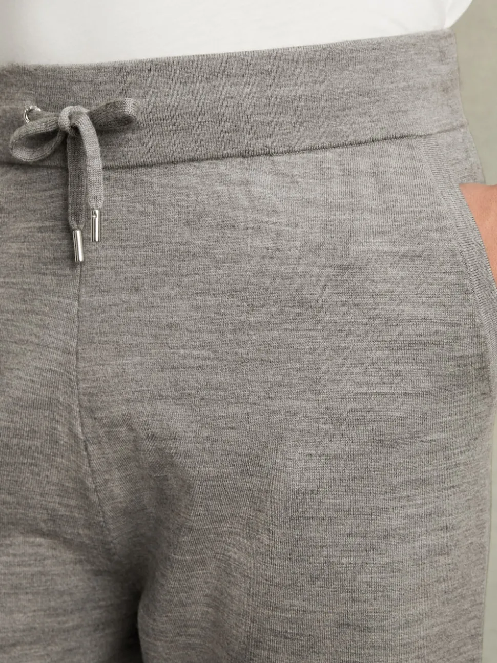 Reiss Warm Grey Melange Billings Merino-Blend Stretch Joggers