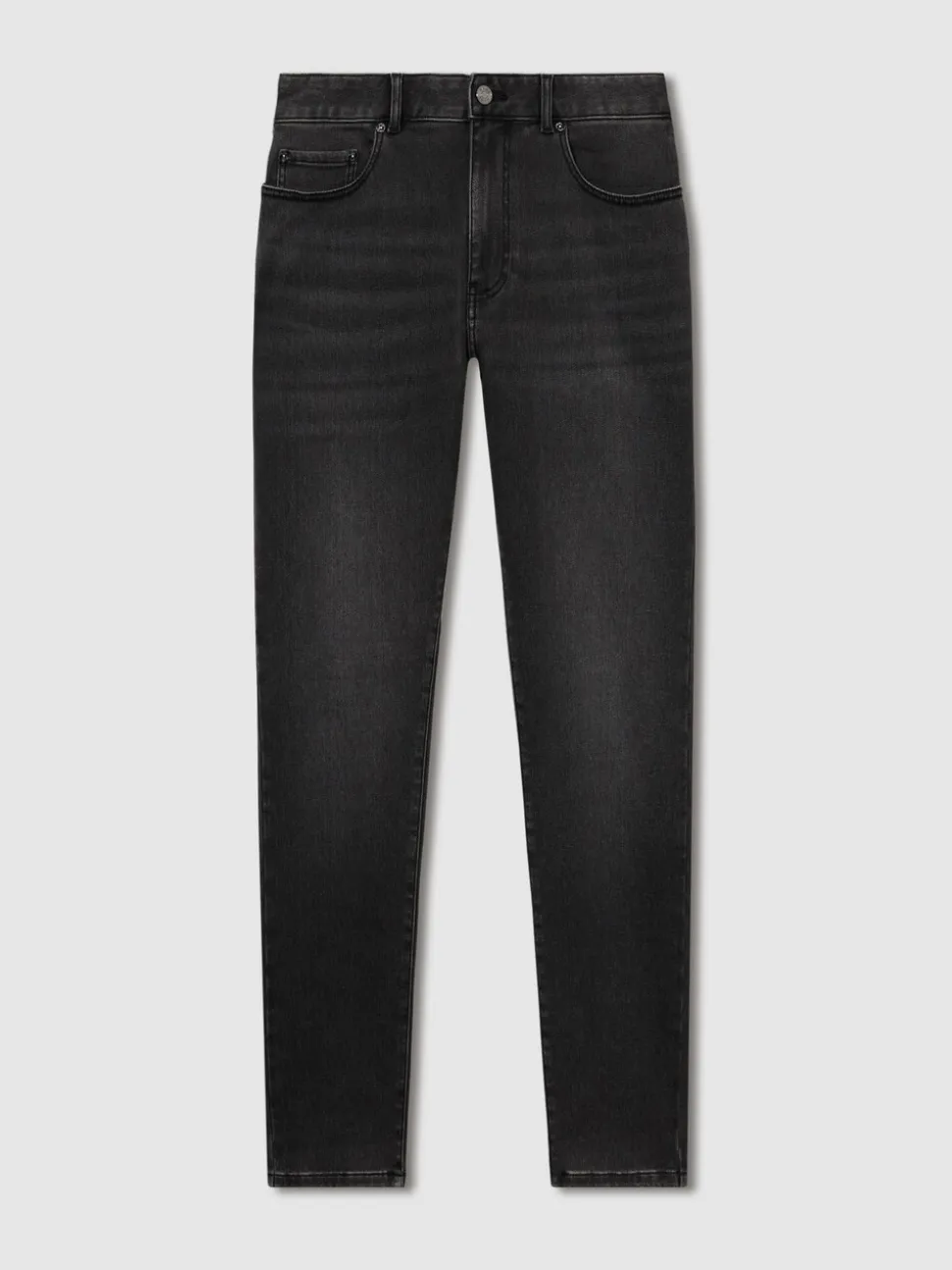 Reiss Washed Black Maddison Tapered Slim-Fit Jeans